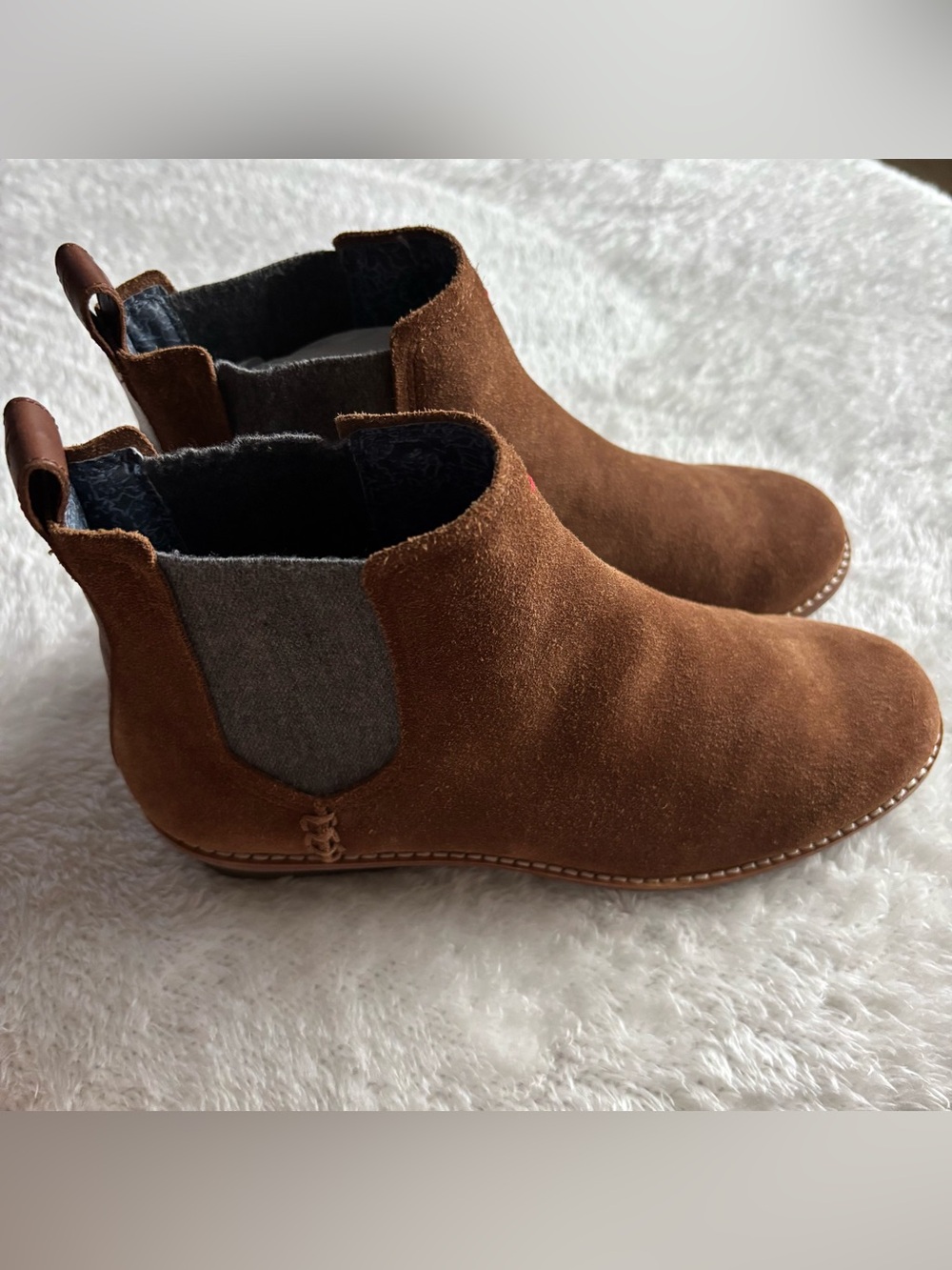 Brown suede ankle Boots ED Waide LOVE Booties pull on Ellen Degeneres sz 8 fall